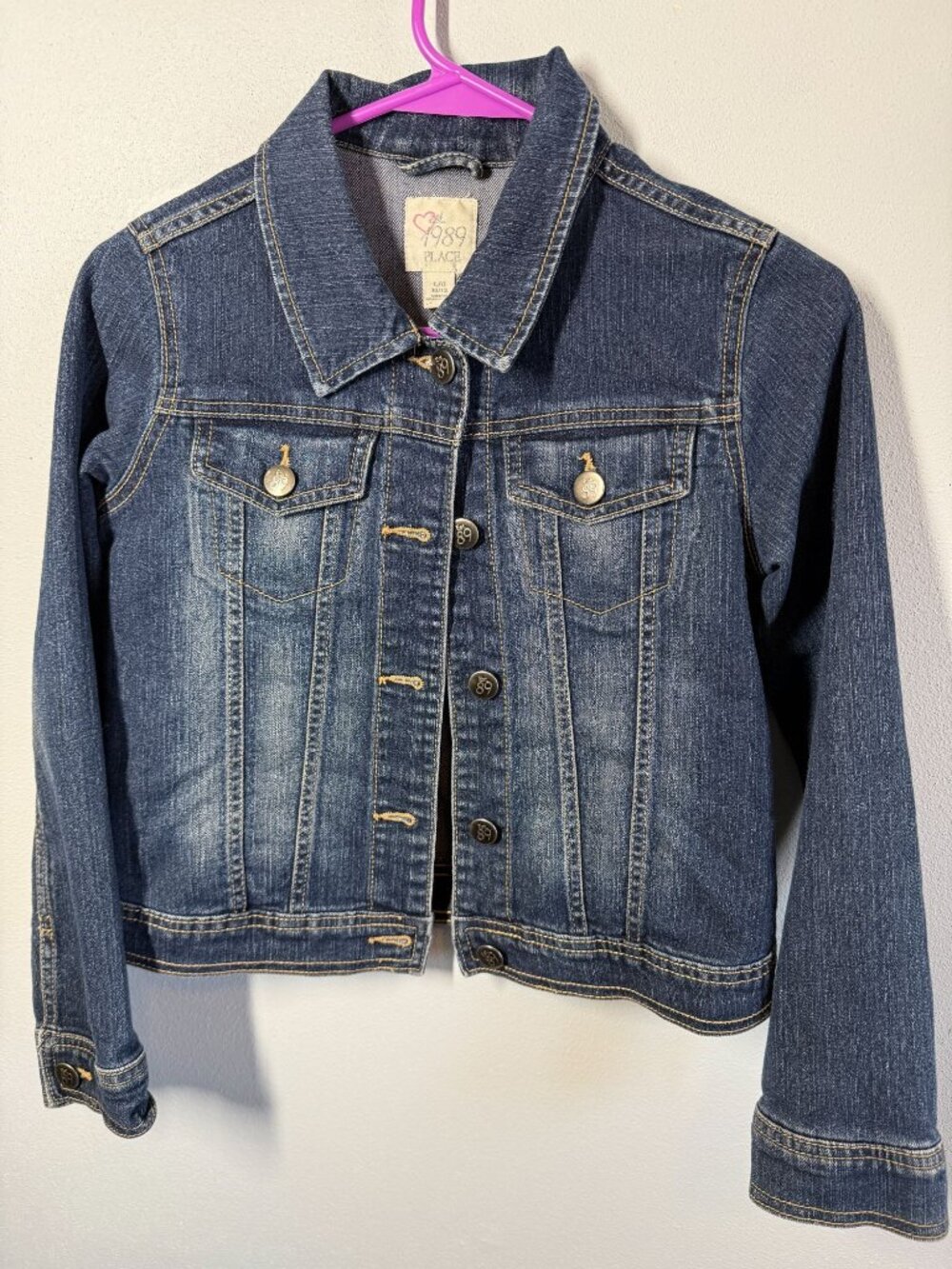 Children's Place Girls Large 10/12 Denim Jacket blue Button Up‎ Jean Coat Cute
